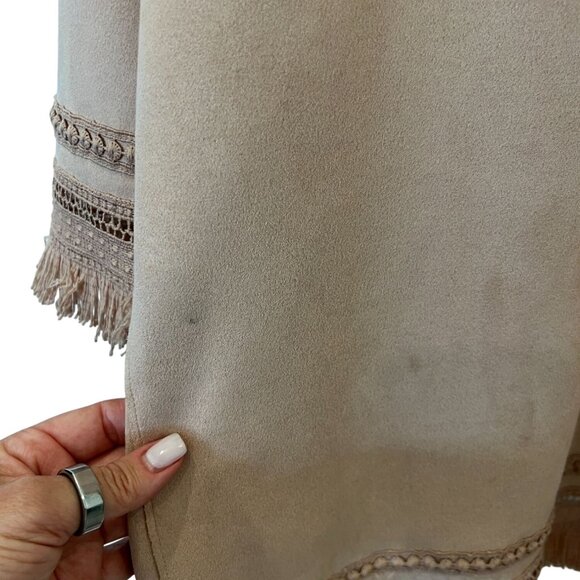 Zara Long Pink Duster Cardigan Jacket 3/4 Sleeves Fringe - Size XS - Picture 5 of 9